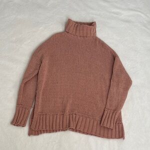 Aerie Soft Cozy Knit Oversized Turtleneck Sweater - Mauve Pale Pink